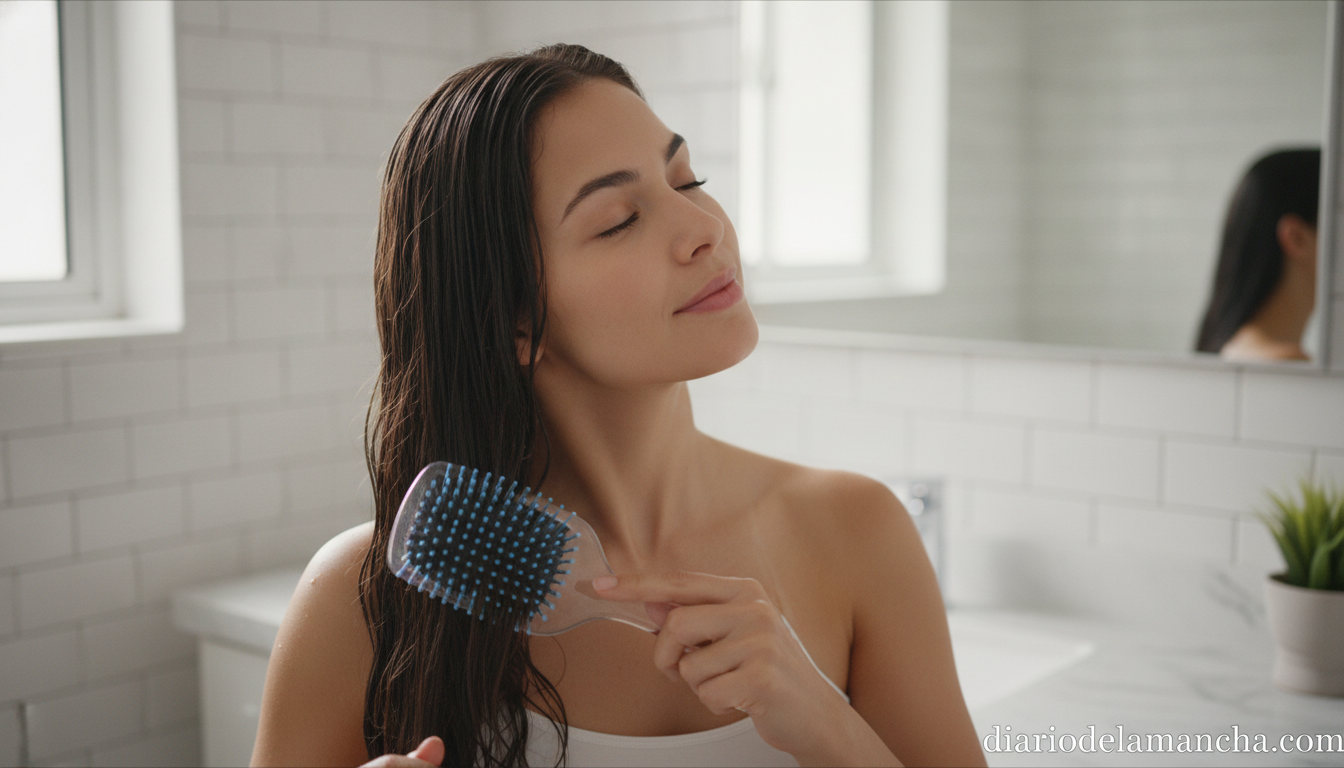 El cepillo antitirones favorito en TikTok con más de 10.000 valoraciones por menos de 8 euros 1 Mujer cepillando cabello húmedo sin tirones con cepillo Beter antitirones
