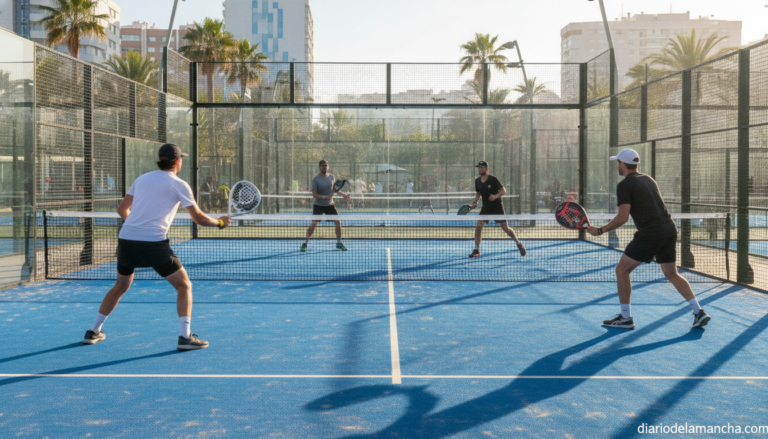 Jugadores de pádel en pista durante el Circuito Quijote de Ciudad Real 2026