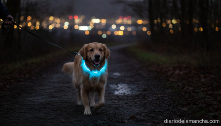 Collar luminoso para perros paseo nocturno seguridad
