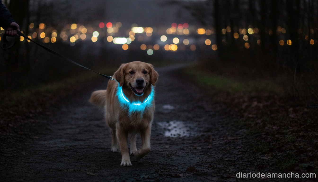 Analizamos los collares luminosos más destacados para tu perro 1 Collar luminoso para perros paseo nocturno seguridad
