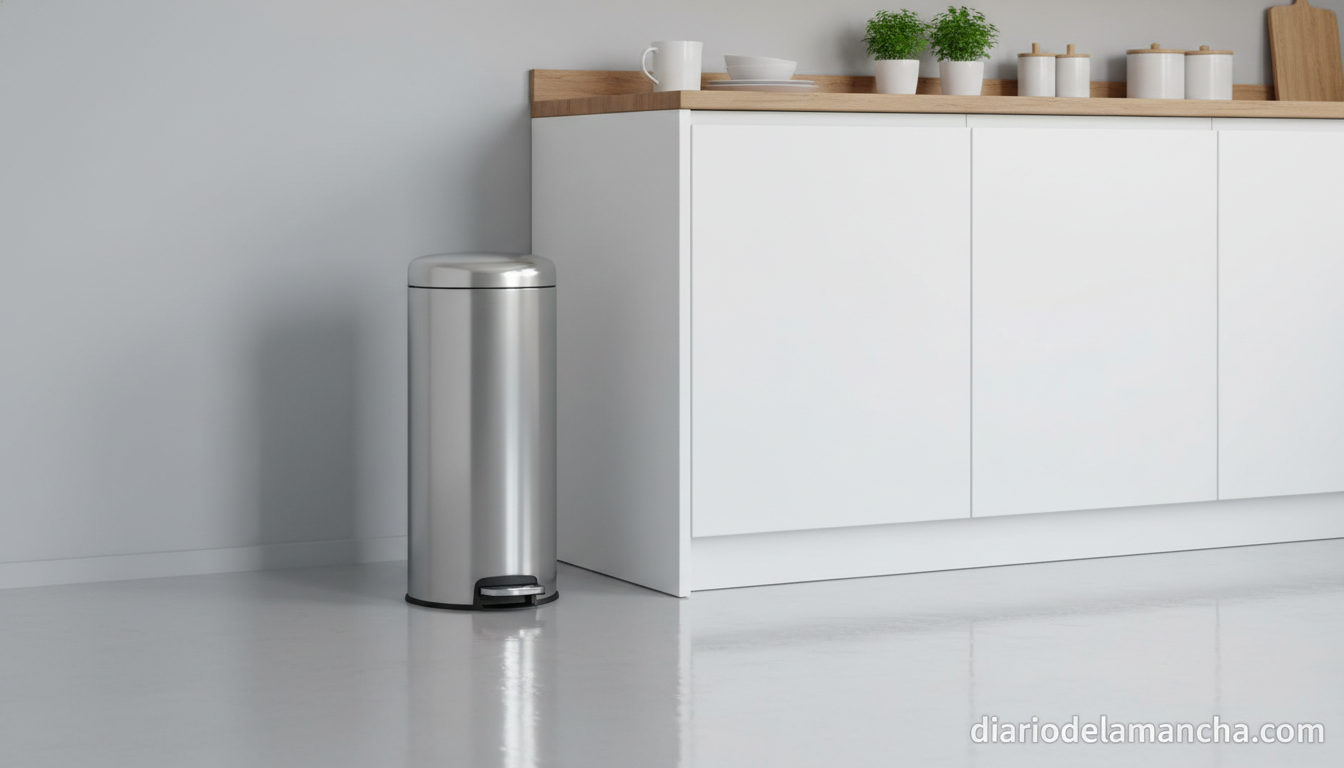 Cubo de basura compacto ideal para espacios reducidos con sorprendente capacidad de 40 litros 1 Cubo de basura compacto vertical para cocina pequeña con pedal