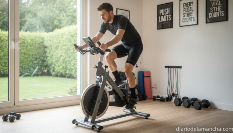 Bicicleta spinning DrumFit Indoor 24000 en gimnasio en casa