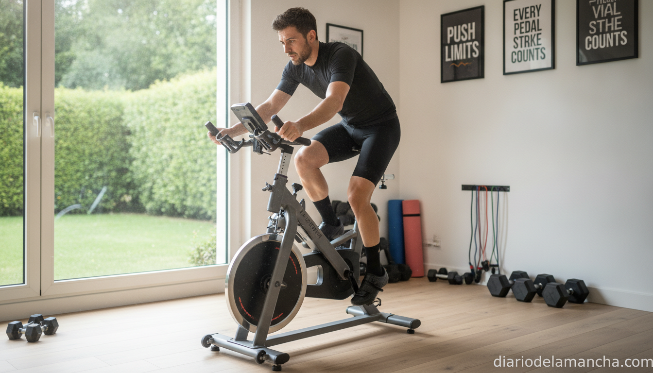 Bicicleta spinning DrumFit Indoor 24000 en gimnasio en casa