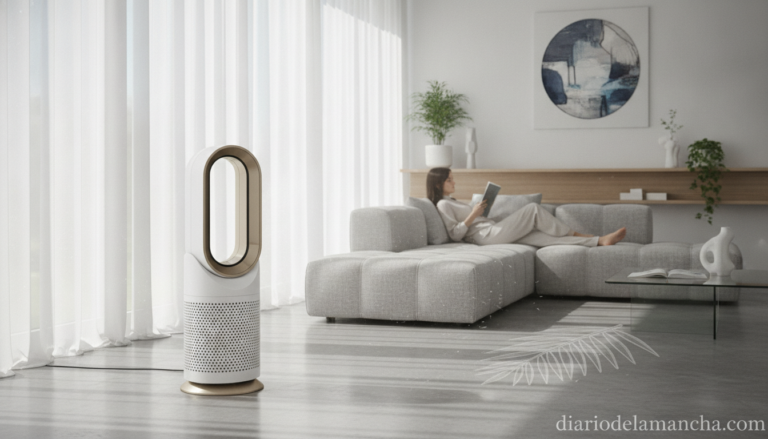 Purificador ventilador Dyson en salón moderno
