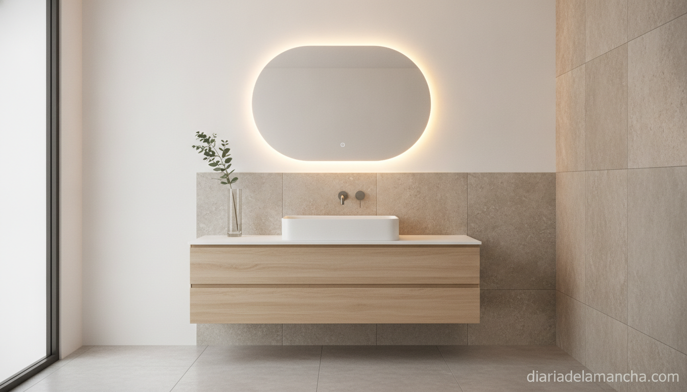 Espejo de baño LED ovalado iluminación regulable antivaho