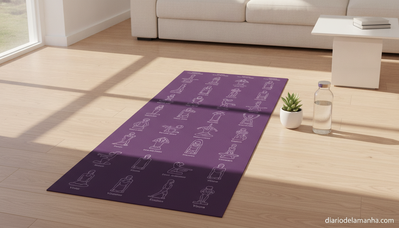 Esterilla de yoga antideslizante con 70 posturas impresas