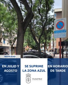 Zona azul de aparcamiento regulado en el centro de Ciudad Real