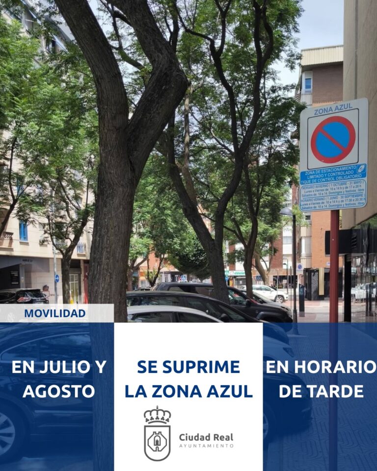 Zona azul de aparcamiento regulado en el centro de Ciudad Real