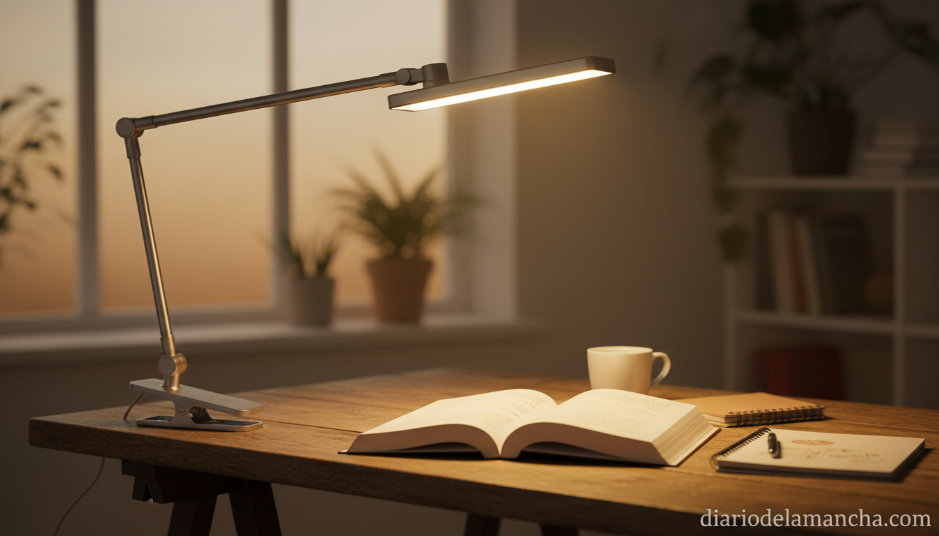 Iluminación a tu medida: descubre la lámpara con 10 ajustes de brillo, 5 tonos y seguridad para tus ojos 1 Flexo LED con pinza en escritorio de estudio, iluminación ajustable para trabajo y lectura nocturna
