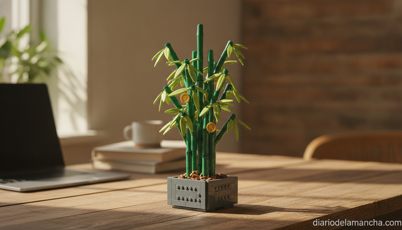 Descubre cómo el bambú de la suerte transforma la decoración y celebra hoy su magia en tu hogar 1 Set LEGO Botanical bambú de la suerte en escritorio de madera en casa