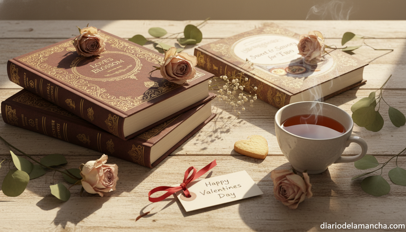 Libros de novela romántica y cocina como regalo de San Valentín