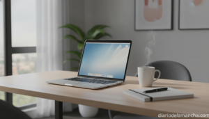 MacBook Air M3 en escritorio moderno de oficina en casa