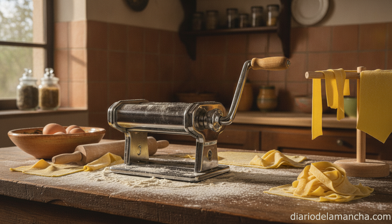 Máquina manual para hacer pasta casera en cocina
