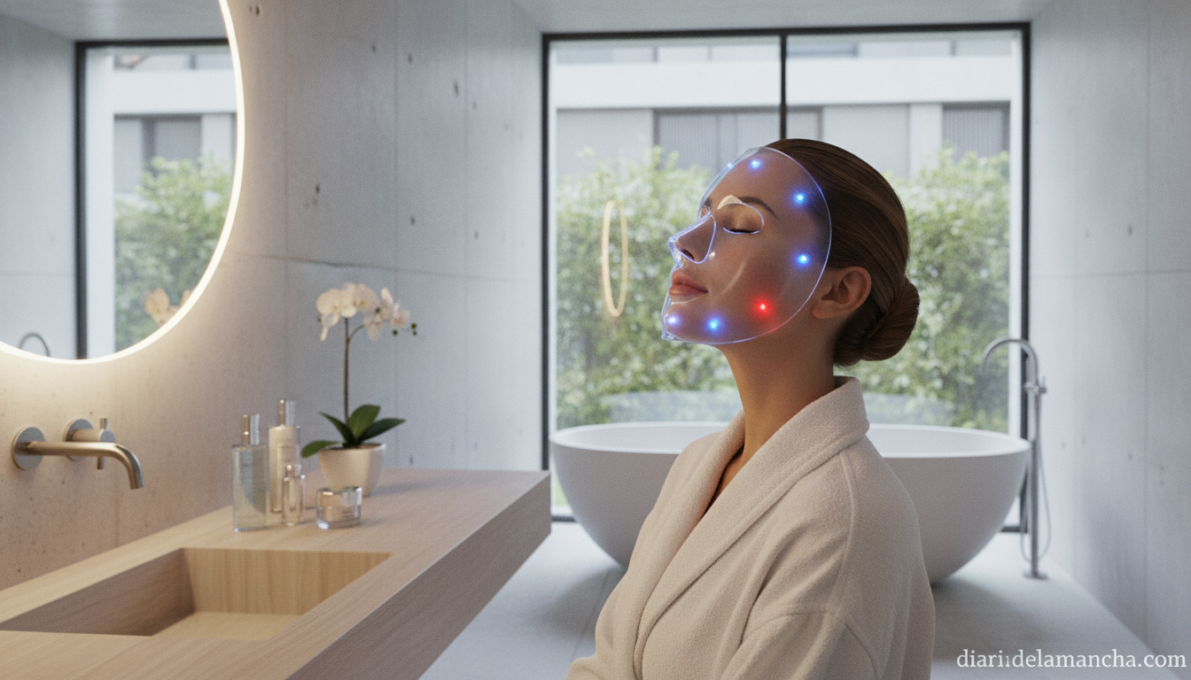 Máscara LED facial para terapia de luz en casa tratamiento belleza
