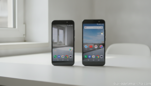 Comparativa de móviles de gama baja Android en mesa de trabajo moderna