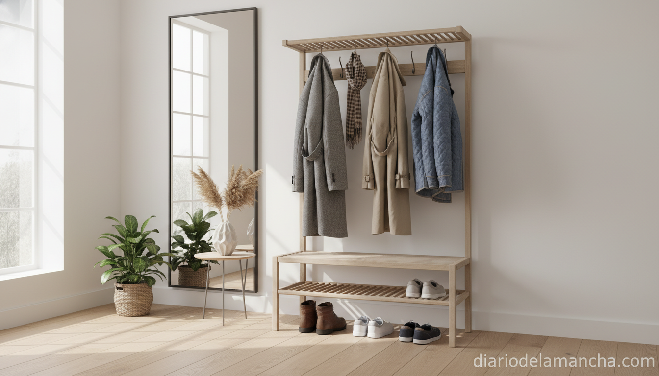 El mueble 3 en 1 de Ikea que transformará tu recibidor: funcional, estiloso y asequible 1 Perchero banco zapatero recibidor organizado estilo nórdico