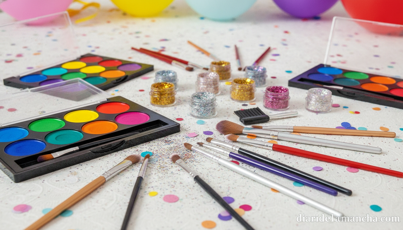 Pinturas faciales y maquillaje para carnaval set colores niños adultos