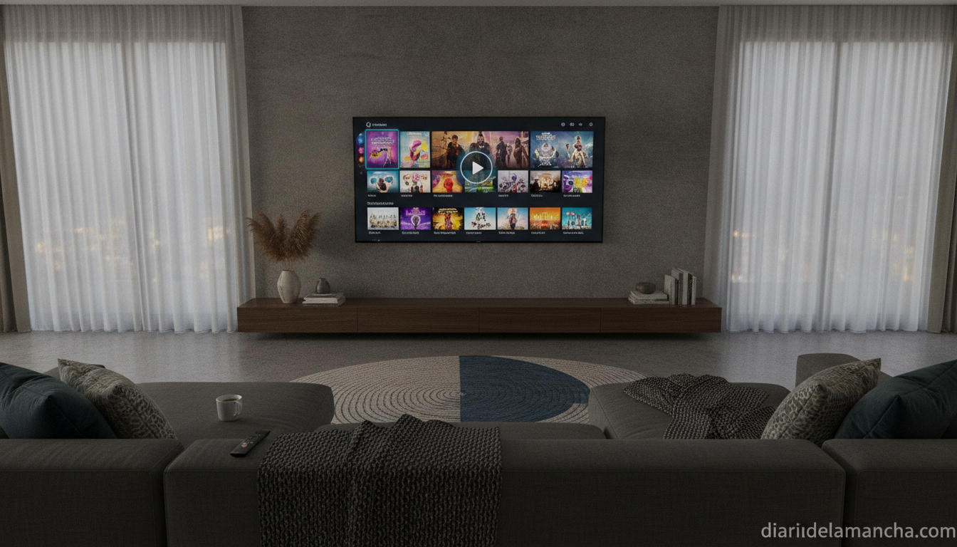 Gigantes del streaming en 2026: Quiénes dominan el entretenimiento digital 1 Plataformas de streaming en Smart TV en salón moderno
