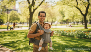 Portabebés ergonómico para pasear con el bebé en el parque