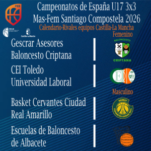 Cuatro equipos de Castilla-La Mancha en el Campeonato de España 3x3 U17 de baloncesto
