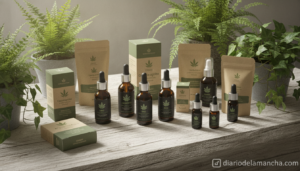 Productos de CBD aceite y cánamo en ambiente natural y saludable