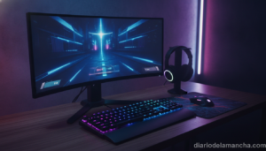 Setup gamer con periféricos y monitor RGB