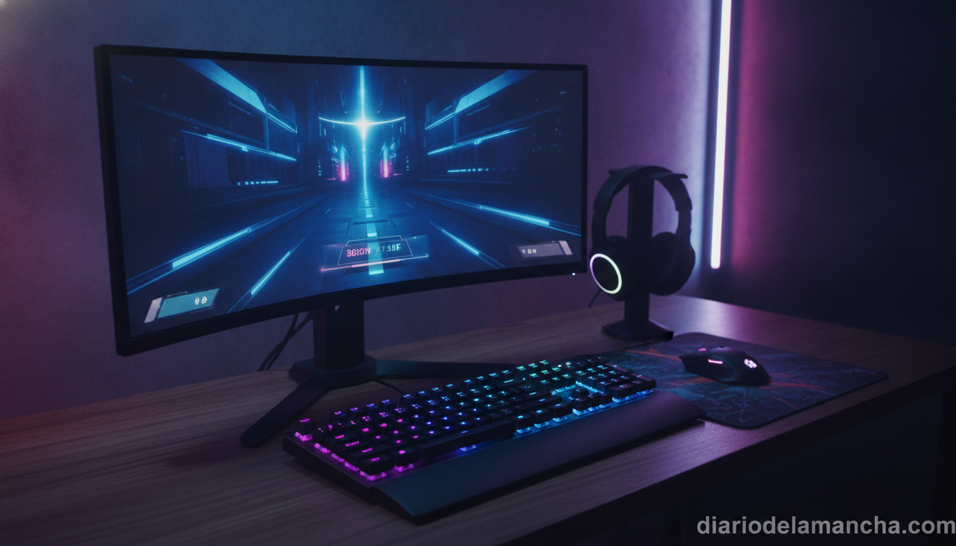 Setup gamer con periféricos y monitor RGB