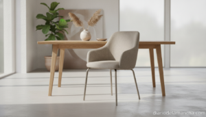 Silla de comedor tapizada estilo nórdico beige estructura metal