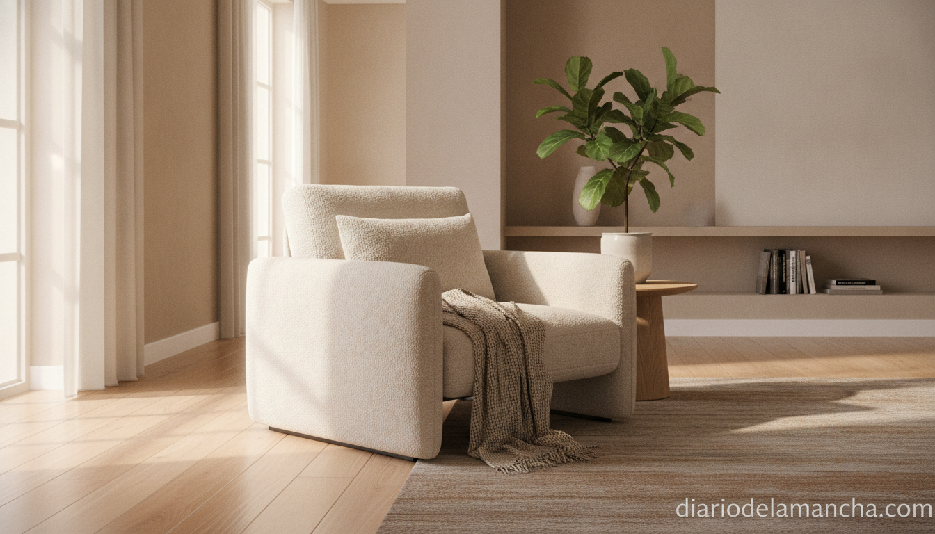 Descubre la elegancia y confort: Los sillones ideales para transformar tu salón 1 Sillón moderno en salón luminoso con ambiente acogedor