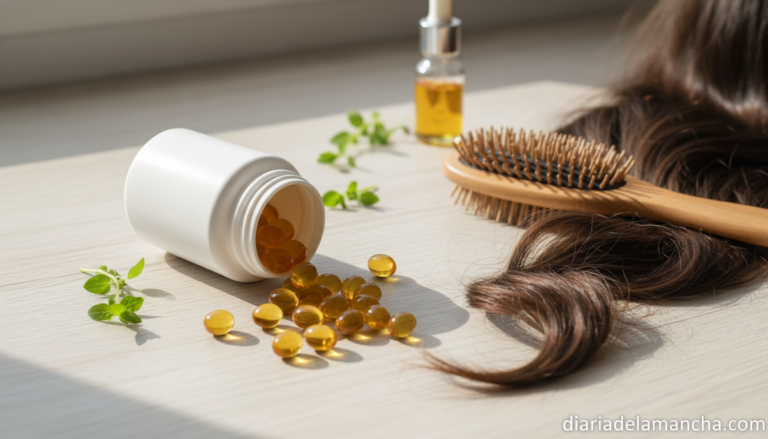 Suplemento biotina Vegavero cápsulas para caída del cabello vitamina B7