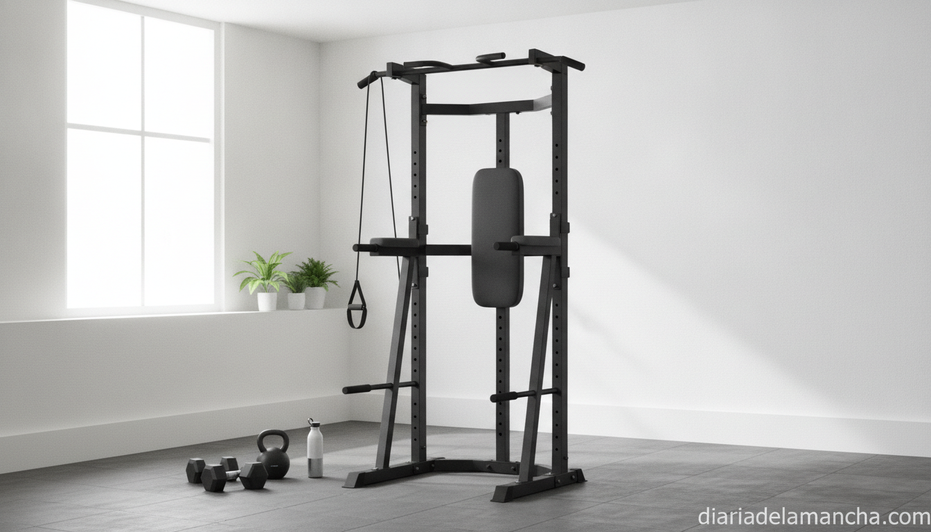 Torre de musculación en gimnasio doméstico moderno