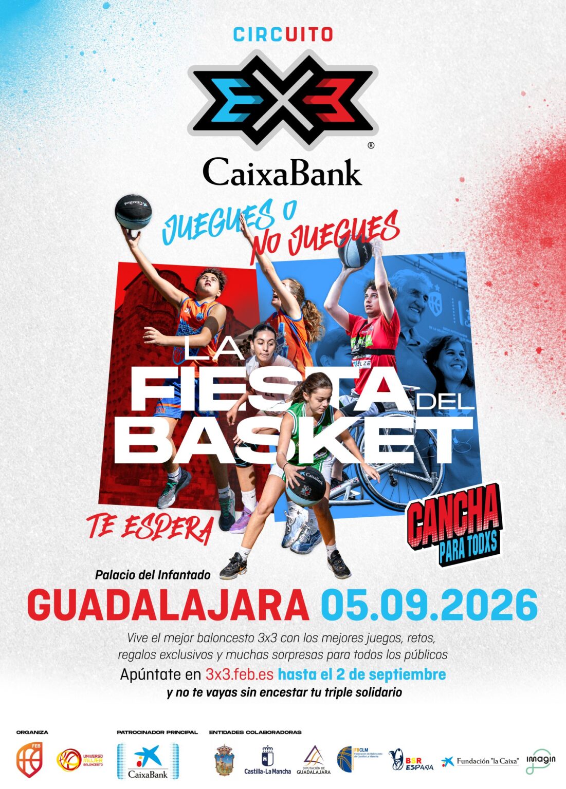 Cartel del circuito 3x3 CaixaBank 2026 en Guadalajara