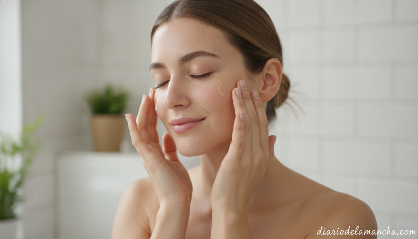 El obsequio ideal para fanáticas de la cosmética coreana 2 Mujer aplicándose sérum facial de cuidado de la piel