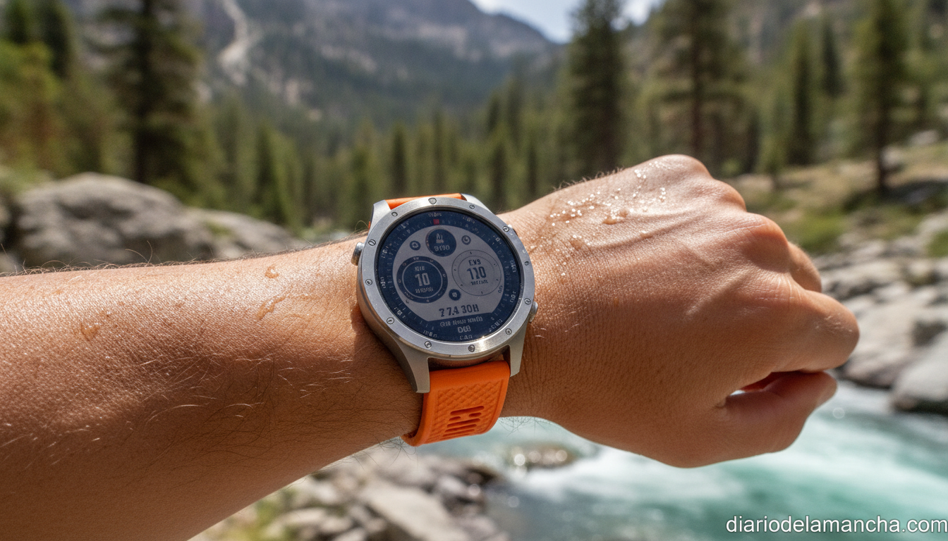 Apple Watch a mitad de precio 1 Apple Watch Ultra en la muñeca en un entorno de aventura al aire libre