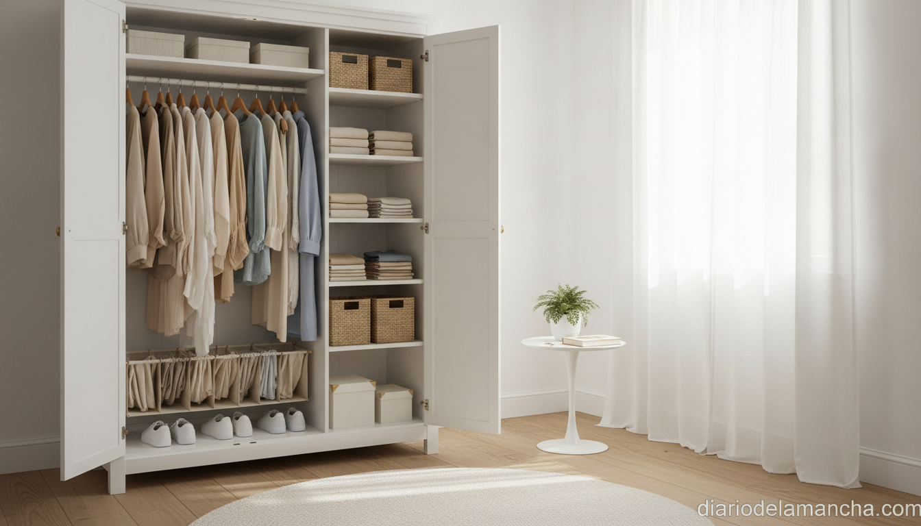 Mueble versátil: práctico, fácil de montar y resistente para tu hogar 1 Armario blanco espacioso y funcional para dormitorio u hogar