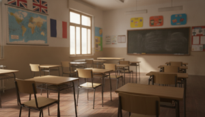 Aula de idiomas en un centro educativo de Castilla-La Mancha, programa de auxiliares de conversacion