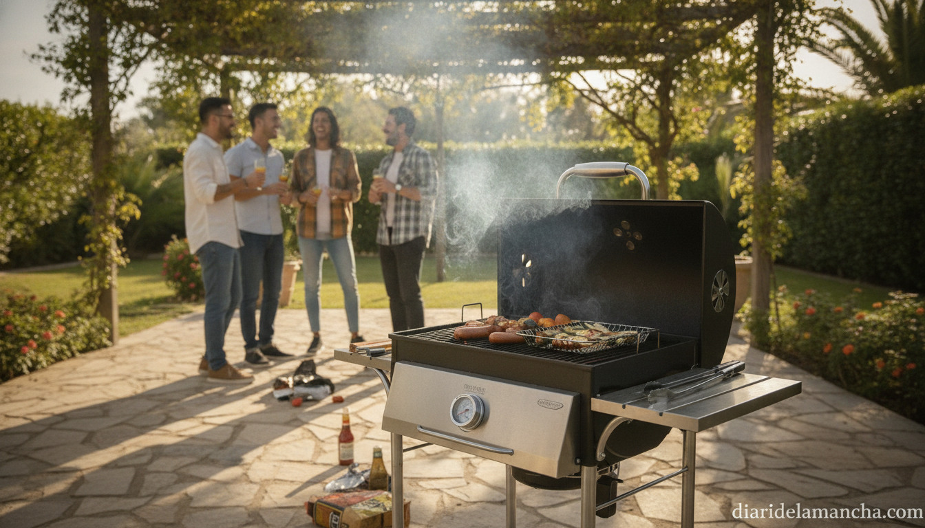 Enciende la primavera con una barbacoa de carbón por menos de 60 euros 1 Barbacoa de carbón en el jardín en una reunión