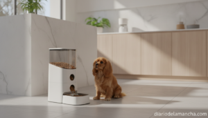 Comedero automático para mascotas en cocina
