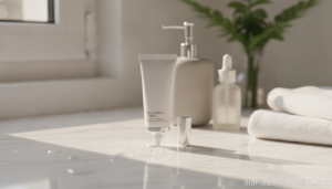 Contorno de ojos con vitamina C en tocador de baño