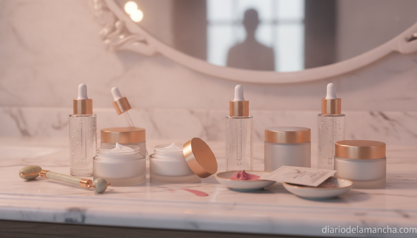 El obsequio ideal para fanáticas de la cosmética coreana 1 Set de cosmética coreana sobre tocador de baño