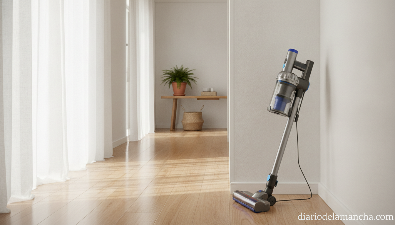 Aspirador escoba Dyson V15 Detect Absolute en pasillo del hogar