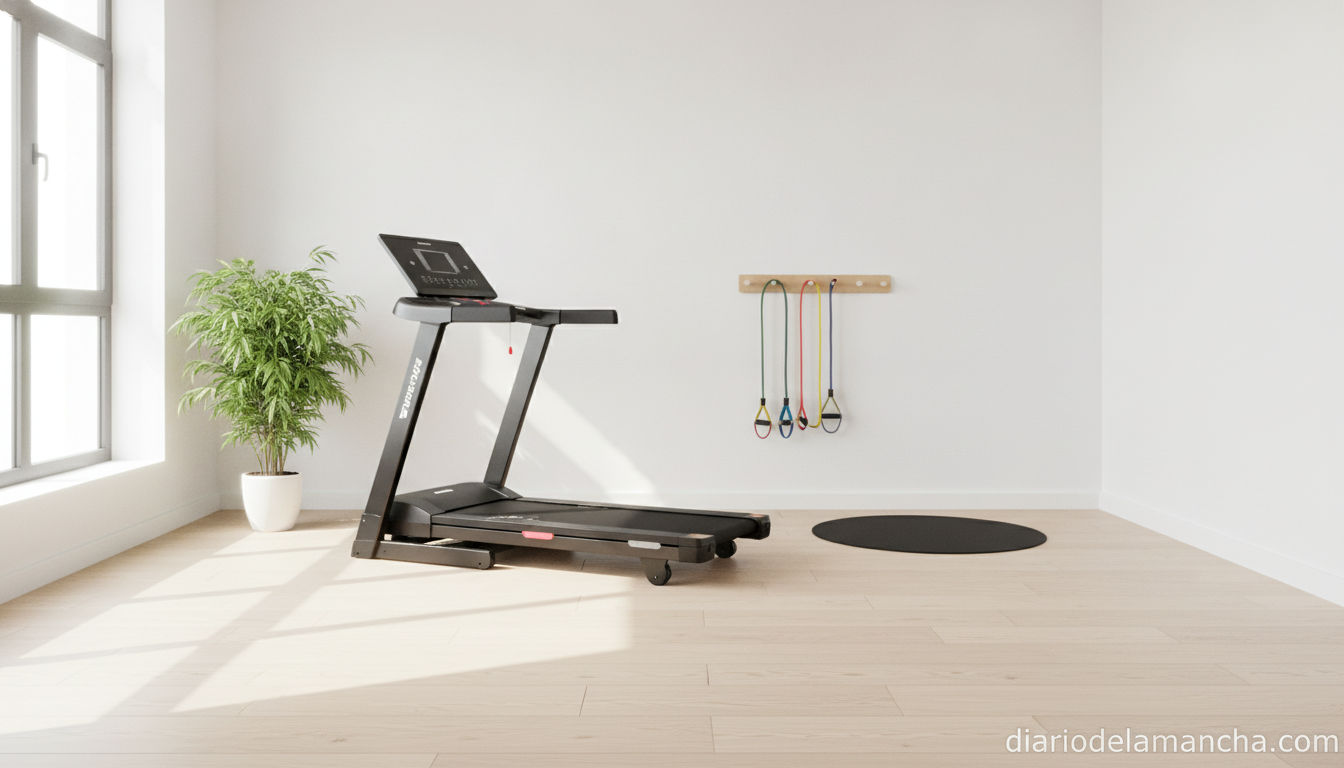 Equipamiento de fitness para entrenar en casa: cinta de correr y accesorios