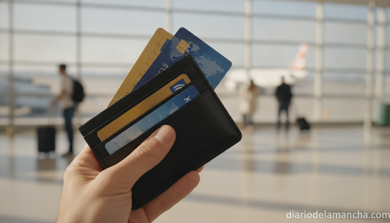 Funda RFID para tarjetas bancarias internacionales en el aeropuerto