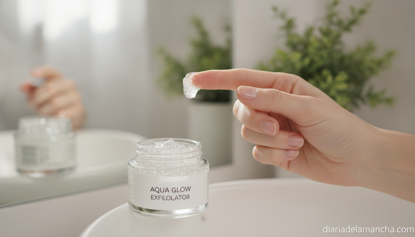 Gel exfoliante facial aplicándose en el rostro