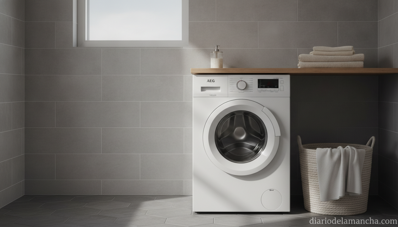 Lavadora AEG que optimiza tus cápsulas de detergente, cuida tu ropa y ahora con un descuento de 300 € 1 Lavadora AEG UniversalDose en lavadero doméstico moderno