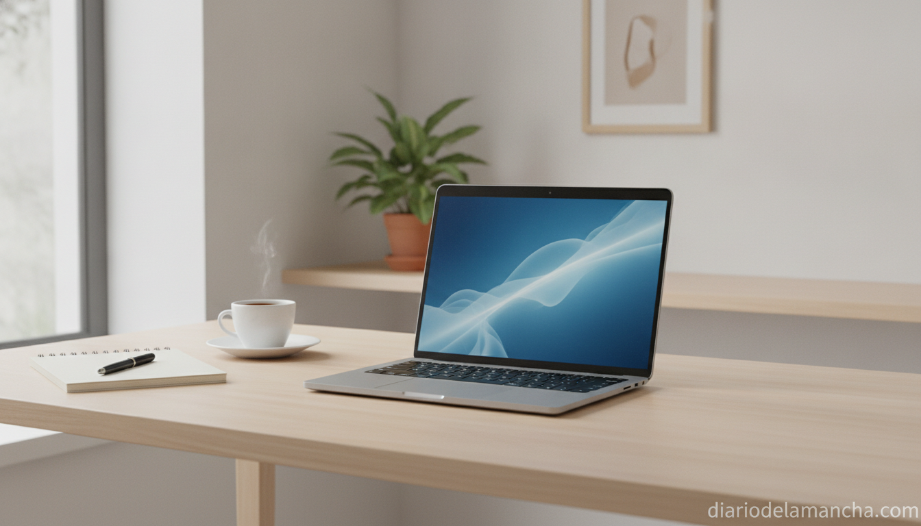 Portátil Lenovo Yoga Slim 7 rebajado 300€ en El Corte Inglés 1 Portátil Lenovo Yoga Slim 7 abierto en un escritorio de oficina en casa