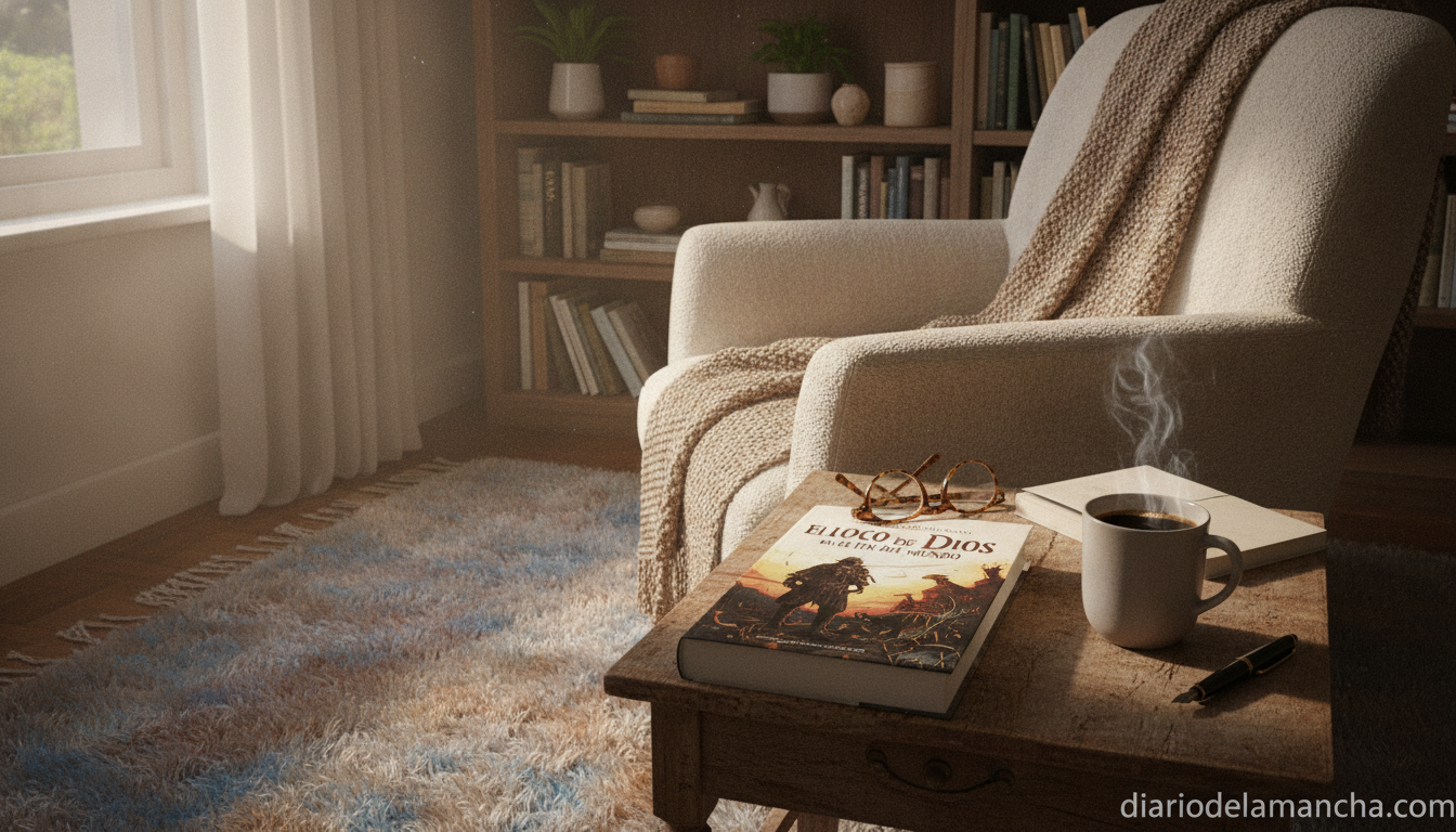 Libro de Javier Cercas en un rincón de lectura