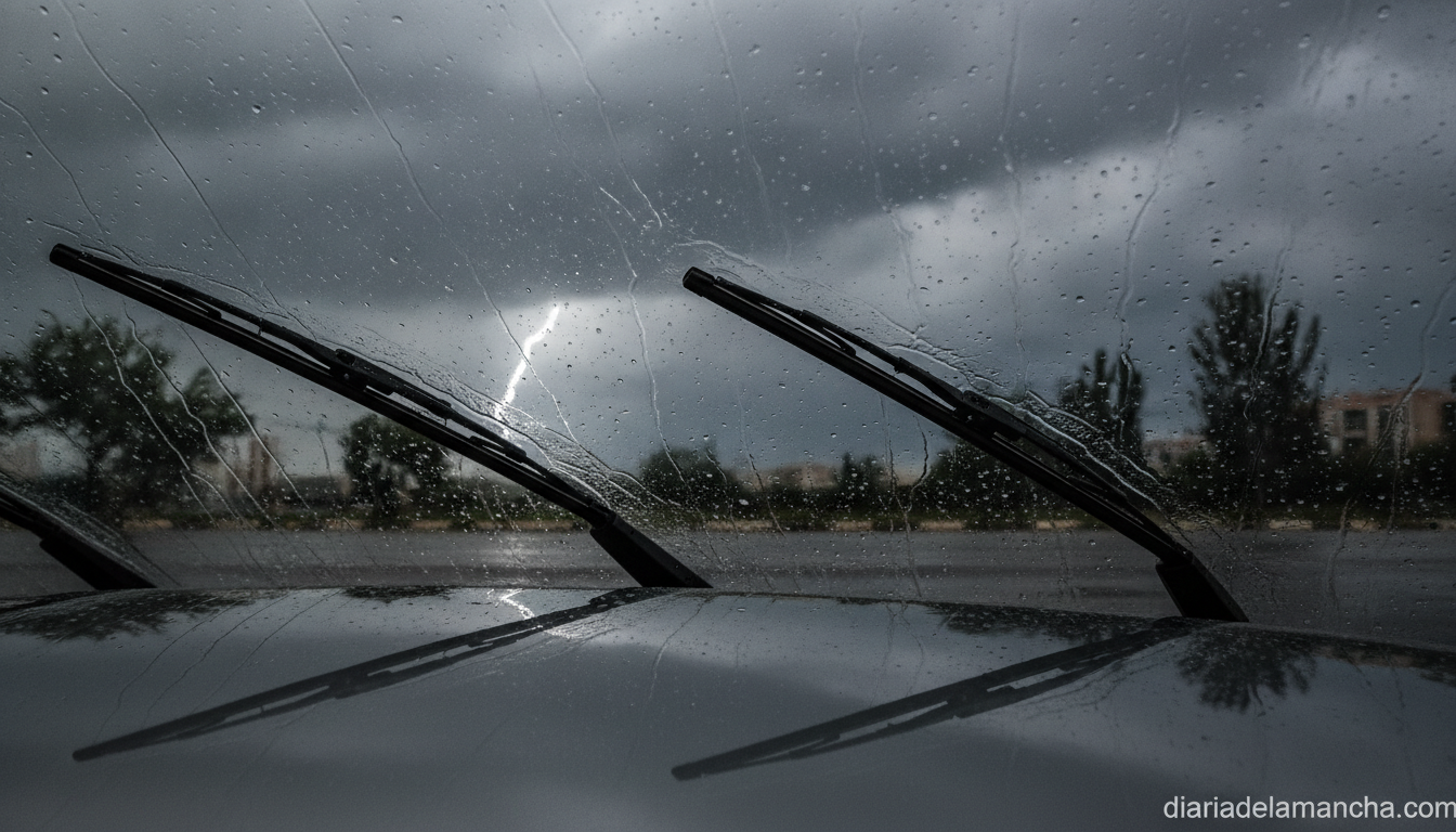 Cinco limpiaparabrisas top en Amazon a menos de 25 euros 1 Limpiaparabrisas de coche en acción durante lluvia intensa
