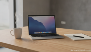MacBook Pro M3 Max sobre escritorio profesional con pantalla iluminada