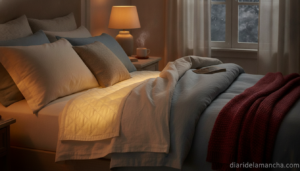 Manta eléctrica para colchones en cama de dormitorio